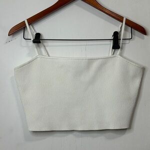 COPY - Stylish White Ribbed Crop Top
